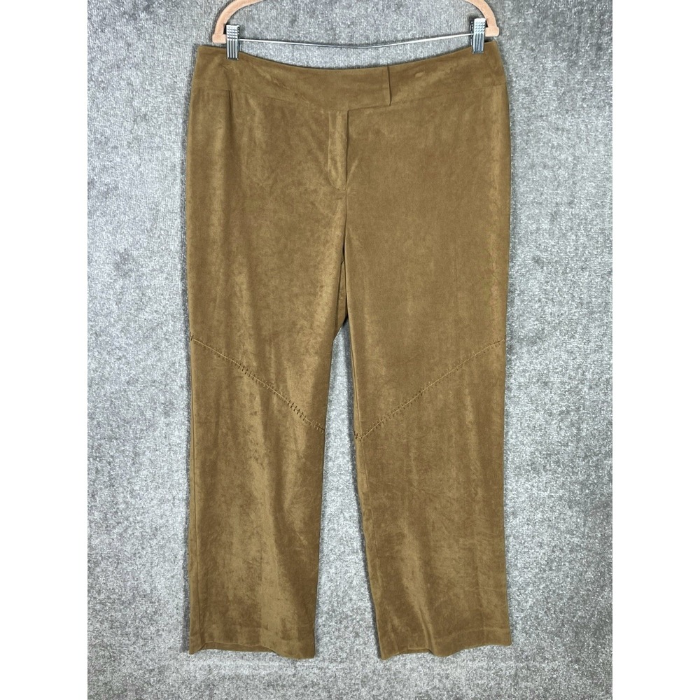 Norton McNaughton Dress Pants‎ Womens Sz 14 Stretch Wide Leg Brown Microfiber